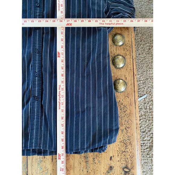 Men’s Utopia Black Gray Striped Button-Down Long-Sleeve Shirt XXL Cotton Collar - Picture 6 of 6